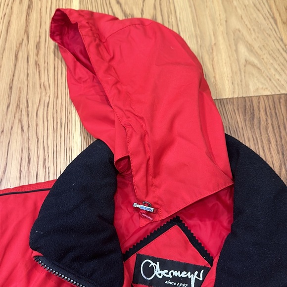 VTG Obermeyer Winter Coat Hidden Hood Jacket Red Black Womens 8 Petunia - Picture 2 of 14